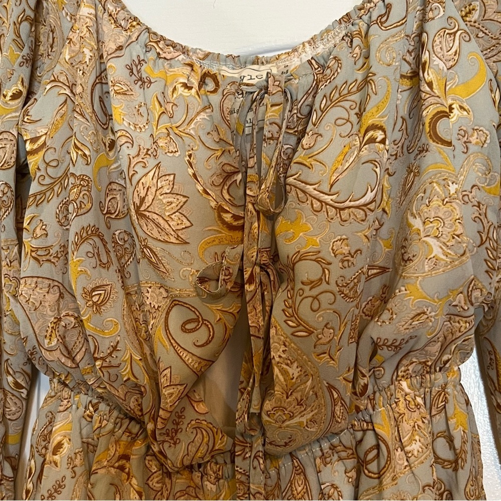 Style Rack Dusty Blue  Long Sleeved Size Small Romper Tie Closure Floral Paisley - Picture 3 of 7